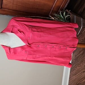 White House Black Market Size 4 Button Down Shirt Blouse Reddish pink